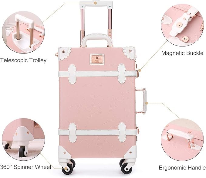 20 in. Vintage Trunk Carry On Luggage - Image 2